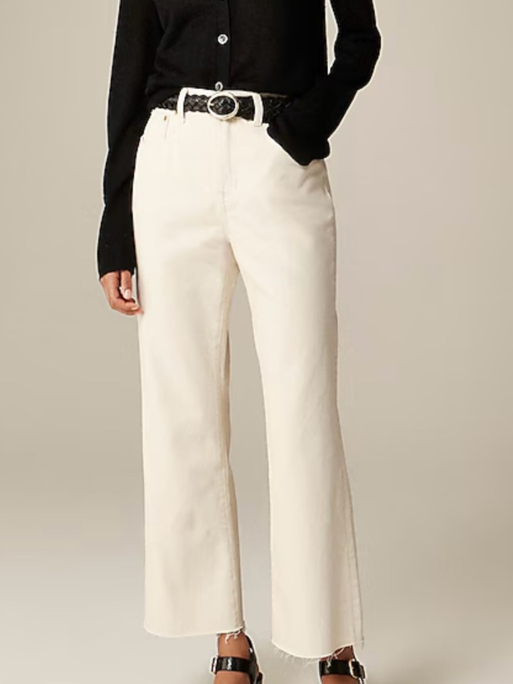 J.Crew Mid Rise Kickout Jean in Ecru